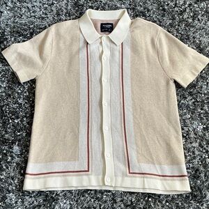 Abercrombie & Fitch Beige and White Casual Button Down Shirt PERFECT CONDITION